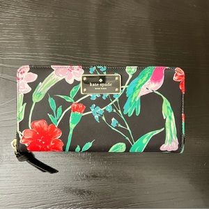 Kate Spade Black Floral Long Wallet